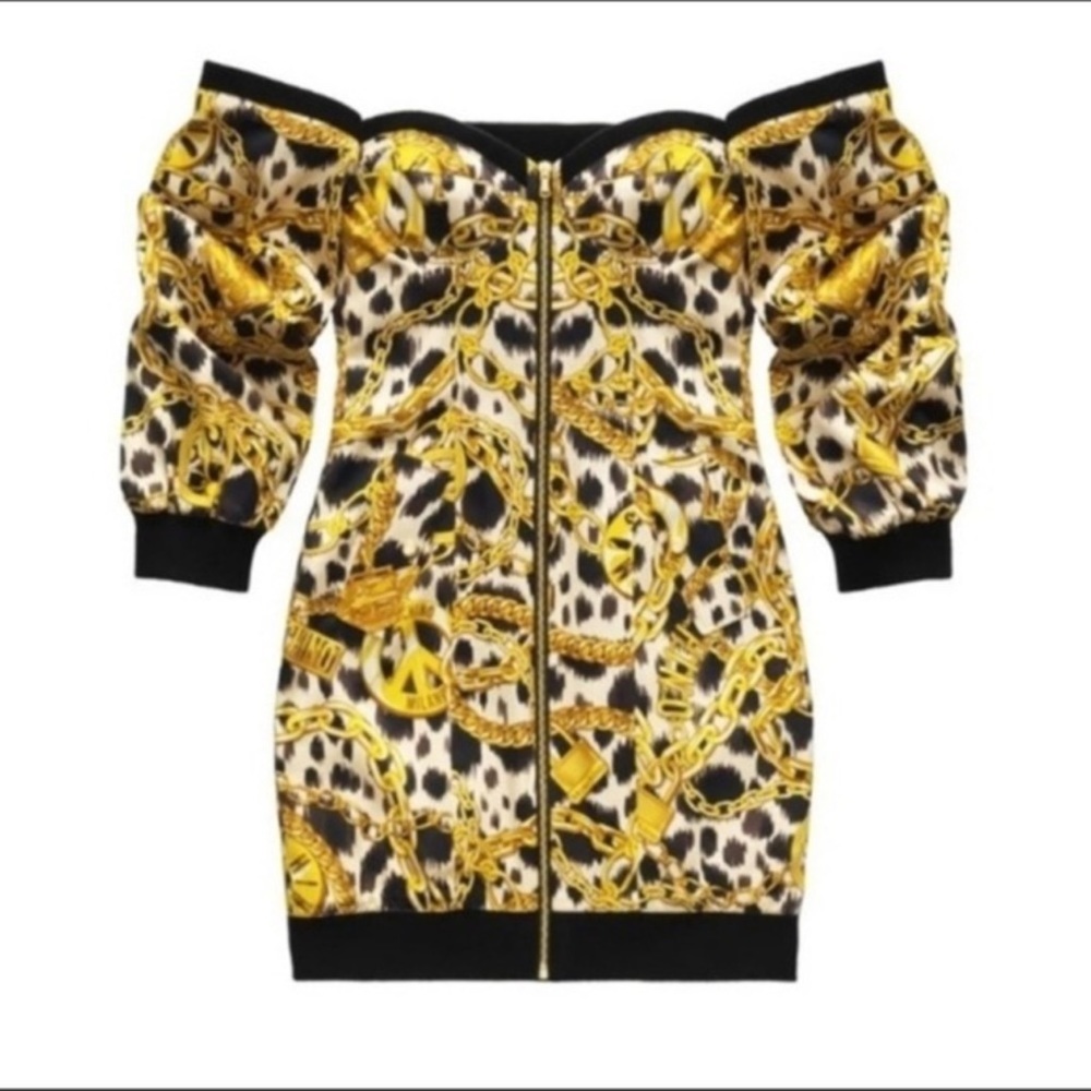 H&M Moschino gold chain off shoulder dress NWT limited edition